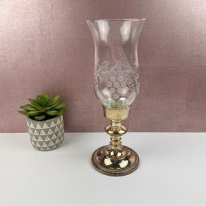 International Silver Co Grapes Fruit Frosted Glass Silver Candle Stick Holder